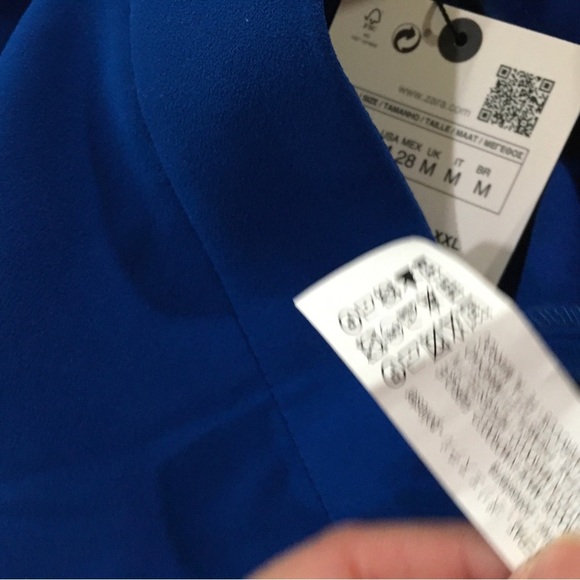 ZARA Womens M Straight Leg Pants TROUSERS Royal Blue Hi Rise Classic New 2515 - Picture 5 of 7